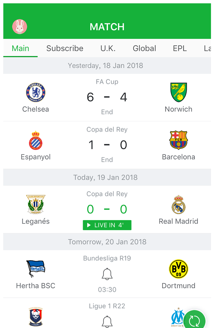 foot live score